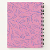 Donkerroze Notitieboek met Paarse bladeren (Achterkant)