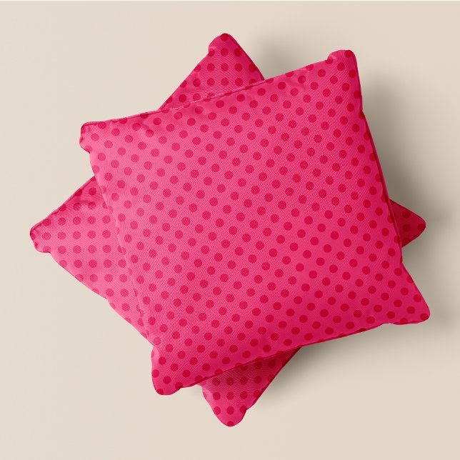 Donkerroze op lichtroze retro chique polka stippen kussen (Dark Pink On Light Pink Retro Chic Polka Dots Throw Pillow)