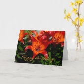 Donkerroze Oranje Lelie Kaart (Gele Bloem)