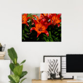 Donkerroze Oranje Lelie Poster (Thuiskantoor)