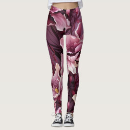 Donkerroze orchideeën patroon leggings