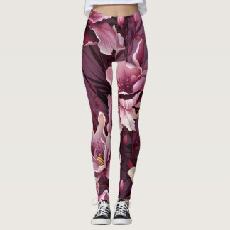 Donkerroze orchideeën patroon leggings