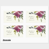 Donkerroze Paarse Floral Waterverf bruiloft Rechthoekige Sticker (Vel)
