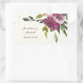Donkerroze Paarse Floral Waterverf bruiloft Rechthoekige Sticker (Tas)