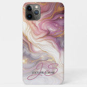 Donkerroze Paarse Gouden Wit Marmeren Kunstpatroon Case-Mate iPhone Case (Achterkant)