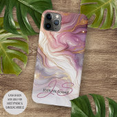 Donkerroze Paarse Gouden Wit Marmeren Kunstpatroon Case-Mate iPhone Case