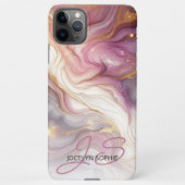 Donkerroze Paarse Gouden Wit Marmeren Kunstpatroon iPhone Hoesje (Achterkant)