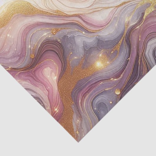 Donkerroze Paarse Gouden Wit Marmeren Kunstpatroon Tissuepapier (Detail)