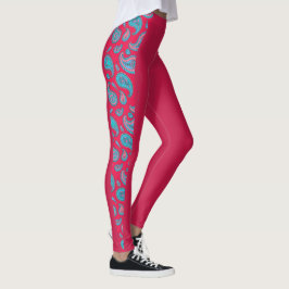 Donkerroze paisley leggings