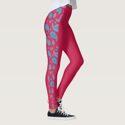 Donkerroze paisley leggings (Rechts)