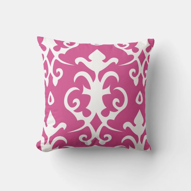 Donkerroze  Pattern Damask Pillow Kussen (Voorkant)