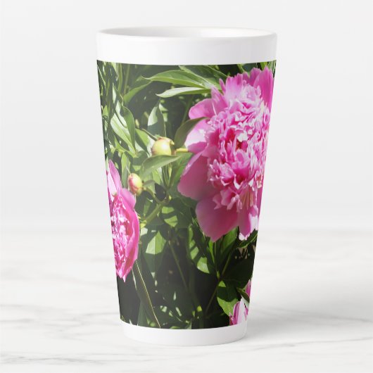 Donkerroze pinda's latte mok (Voorkant)