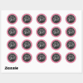 Donkerroze Polka Dots; Retro krijtbord look Ronde Sticker (Vel)
