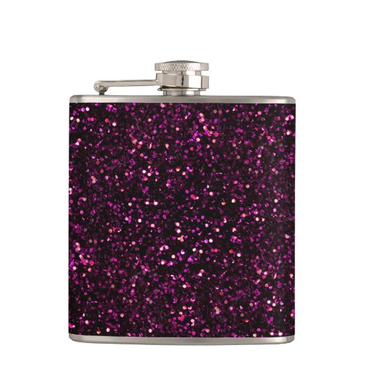 Donkerroze Posh Glitter Heupfles (Voorkant)