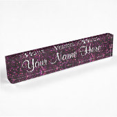 Donkerroze Posh Glitter Naambordje