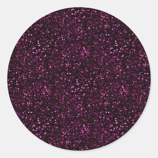 Donkerroze Posh Glitter Ronde Sticker (Voorkant)