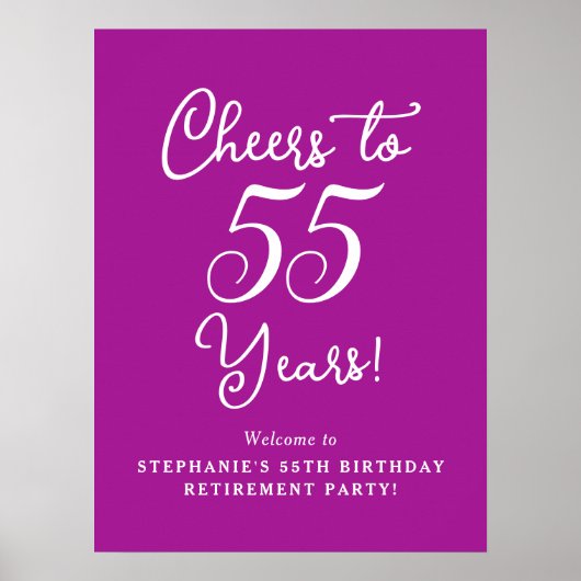 Donkerroze Proost aan 55 Jaar Pensioen Partij Poster (Voorkant)