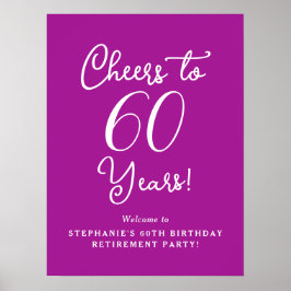 Donkerroze proost op 60 jaar pensioenfeest poster