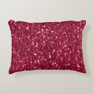Donkerroze rood magenta faux fonkelt glitters accent kussen