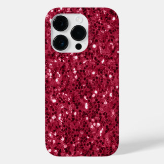Donkerroze rood magenta faux fonkelt glitters Case-Mate iPhone 14 pro hoesje