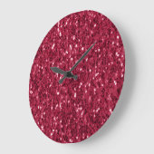 Donkerroze rood magenta faux fonkelt glitters grote klok (Hoek)