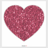 Donkerroze rood magenta faux fonkelt glitters hart sticker (Vel)