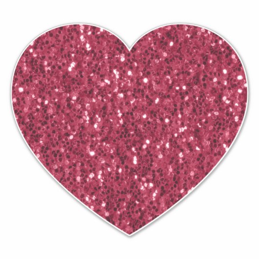 Donkerroze rood magenta faux fonkelt glitters hart sticker (Voorkant)