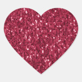 Donkerroze rood magenta faux fonkelt glitters hart sticker (Voorkant)