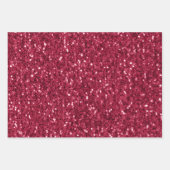 Donkerroze rood magenta faux fonkelt glitters inpakpapier vel (Voorkant 3)
