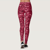 Donkerroze rood magenta faux fonkelt glitters leggings (Achterkant)