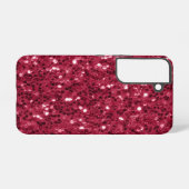 Donkerroze rood magenta faux fonkelt glitters samsung galaxy hoesje (Achterkant horizontaal)
