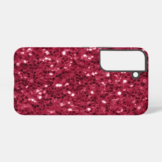 Donkerroze rood magenta faux fonkelt glitters samsung galaxy hoesje (Achterkant horizontaal)