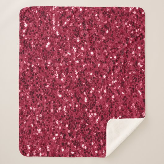 Donkerroze rood magenta faux fonkelt glitters sherpa deken (Voorkant)