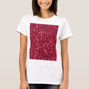Donkerroze rood magenta faux fonkelt glitters t-shirt