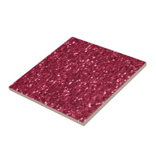 Donkerroze rood magenta faux fonkelt glitters tegeltje