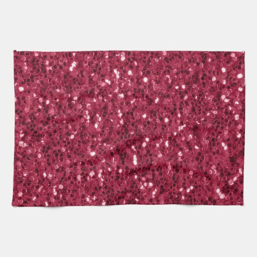 Donkerroze rood magenta faux fonkelt glitters theedoek (Horizontaal)