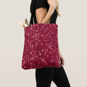 Donkerroze rood magenta faux fonkelt glitters tote bag