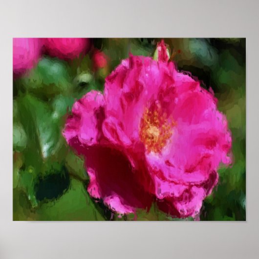 Donkerroze Rose Bloem Art Fotoschilderij Poster (Voorkant)