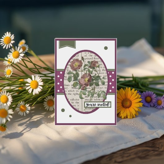  Donkerroze Rose Details op de achterkant Kaart