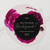 Donkerroze roses Romantic Weddenschap Bridesmaid Kaart (Voorkant / Achterkant)