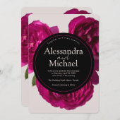 Donkerroze roses Romantic Wedding Kaart (Voorkant / Achterkant)