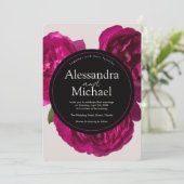 Donkerroze roses Romantic Wedding Kaart (Staand voorkant)