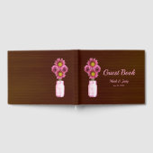 Donkerroze roze Floral Mason Jar Wedding Gastenboek (Volledig)