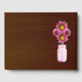 Donkerroze roze Floral Mason Jar Wedding Gastenboek (Achterkant)