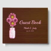 Donkerroze roze Floral Mason Jar Wedding Gastenboek (Voorkant)