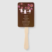 Donkerroze roze Floral Mason Jars Wedding Handwaaier (Voorkant)