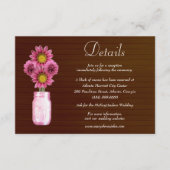 Donkerroze roze oliesoorts jar Wedding Details Informatiekaartje (Voorkant)