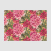  donkerroze rozen rozen - patroon tissuepapier (Voorkant)