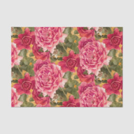  donkerroze rozen rozen - patroon tissuepapier