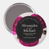 Donkerroze rozen rozen roantic sparen de datum van magneet (Voorkant / Achterkant)